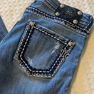 Miss Me Distressed Blue Cropped Jeans